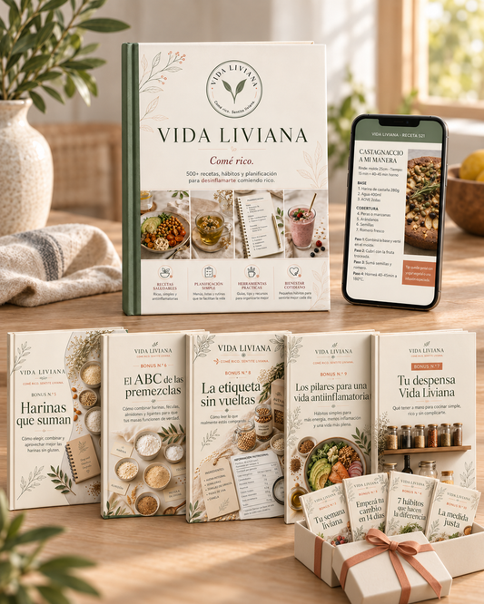 🌿 Vida Liviana: 528 recetas sin gluten ni azúcar refinada + 2 web apps + 9 bonus de regalo🎁 Regalo sorpresa